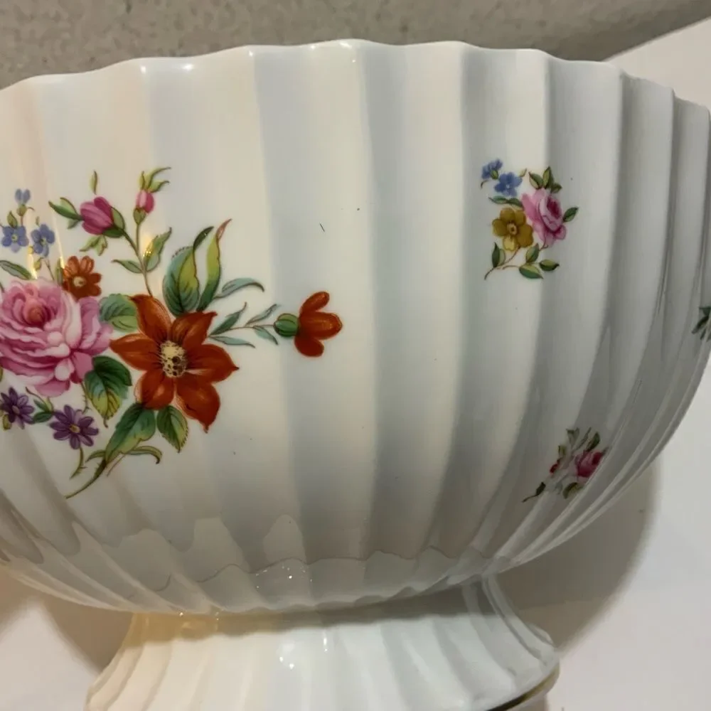 Royal Worcester Witley Garden Centerpiece Large Fruit Bowl Footed Flowers